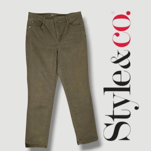 Style & Co denim women's green tummy control straight leg denim Jeans - 8S - Picture 9 of 9